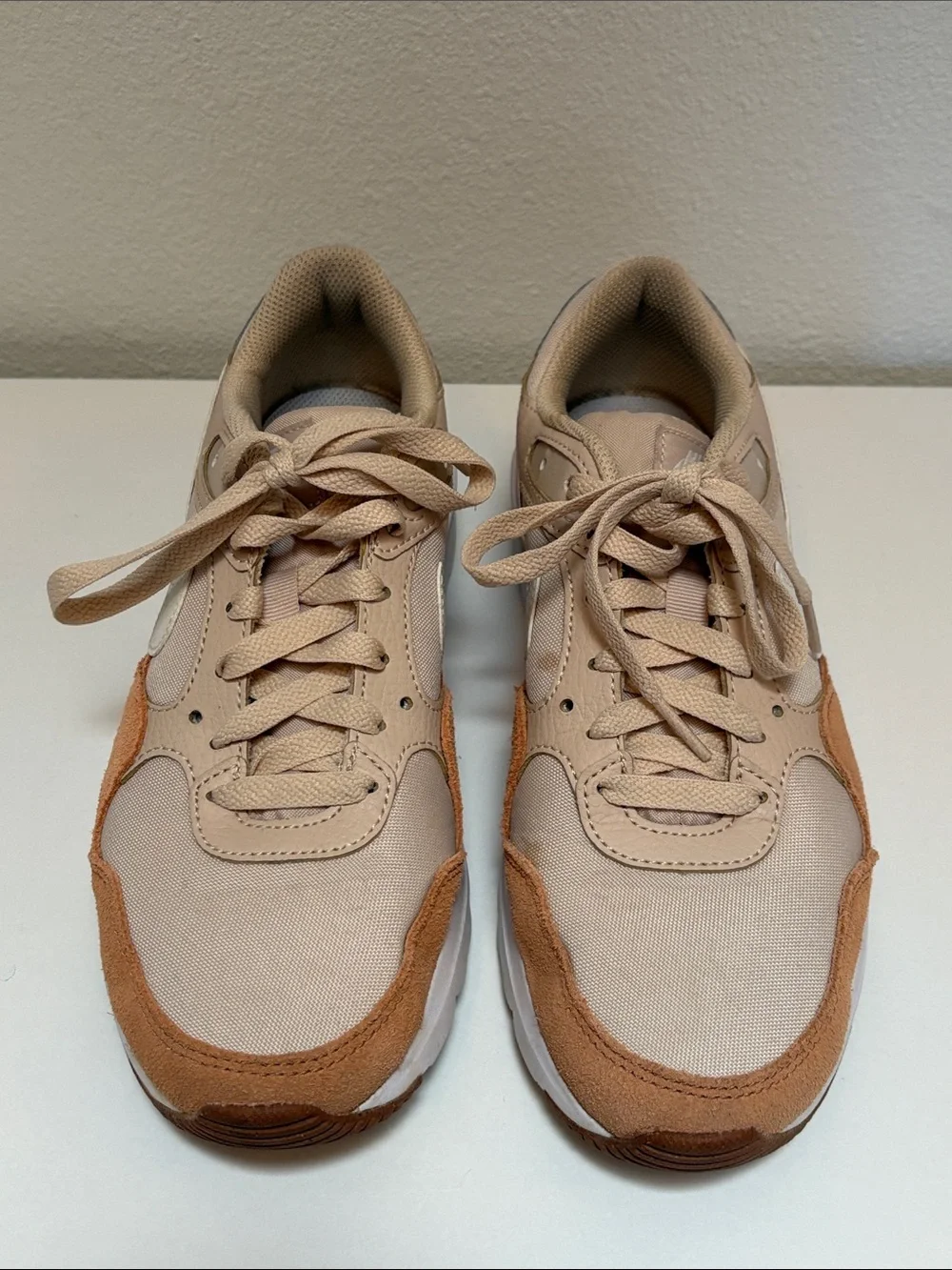 Nike Air Orange and Tan Low-Top Sneakers with White Swoosh